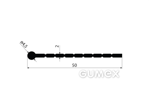 "I" Gummiprofil mit Rillen, 50x4,5/2mm, 50°ShA, EPDM, -40°C/+100°C, schwarz, 